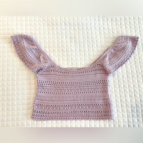 Sincerely Jules Ruffle Crochet Violet Crop Top-Size Medium - Picture 1 of 7